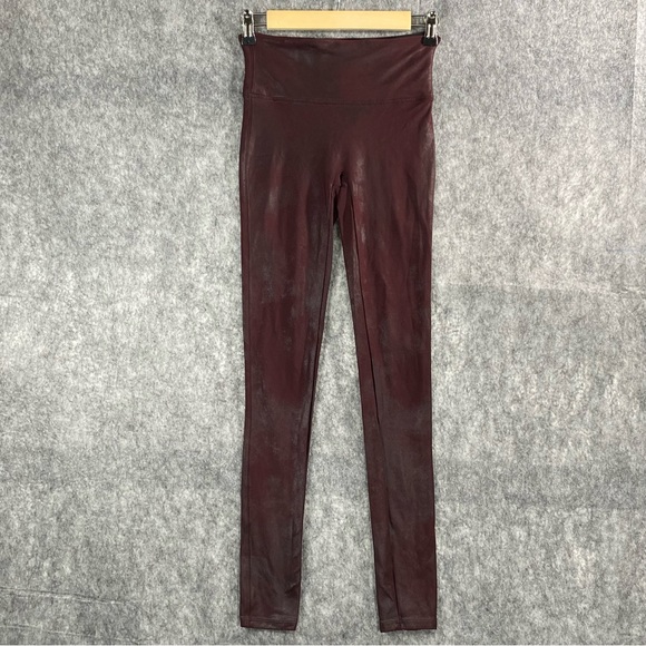 SPANX‎ Womens Maroon Faux Leather Pull-On Skinny Ankle Pants Size Small - Picture 1 of 11